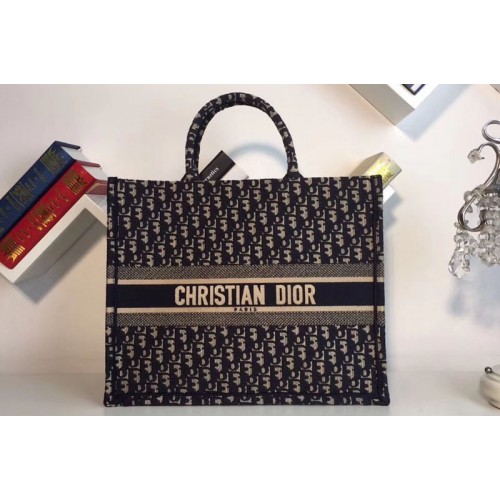 Dior Book Tote 42mm bag in blue Dior Oblique embroidered canvas