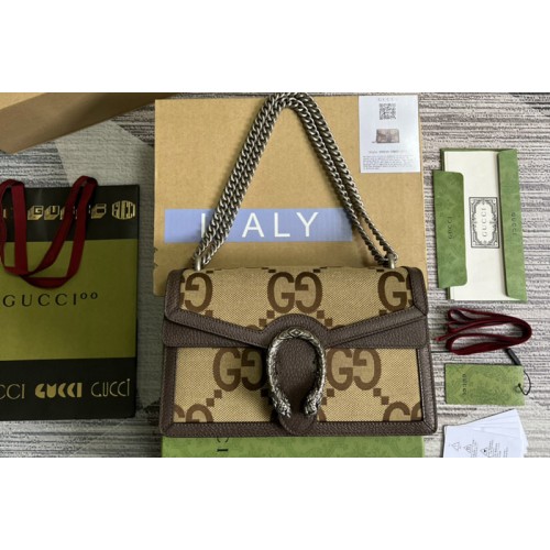 Gucci Dionysus small shoulder bag in Camel and ebony jumbo canvas