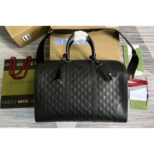 Gucci Embossed Duffle Bag in Black Microguccissima Logo Leather