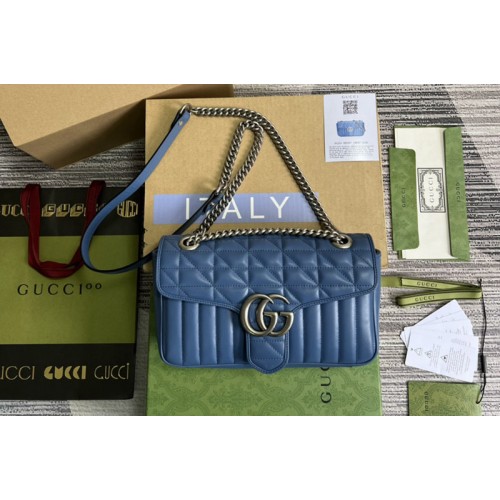 Gucci Marmont small shoulder bag in Blue matelasse leather