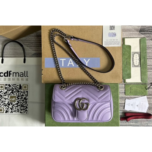 Gucci Marmont mini shoulder bag in Purple matelasse chevron leather