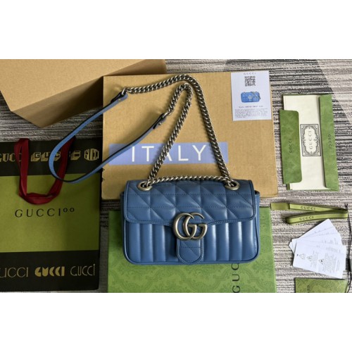 Gucci Marmont mini shoulder bag in Blue matelasse leather