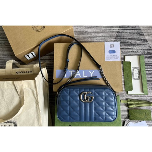 Gucci Marmont small shoulder bag in Blue matelasse leather