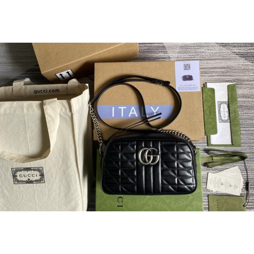 Gucci Marmont small shoulder bag in Black matelasse leather