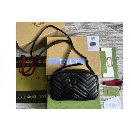 Gucci Marmont small shoulder bag in Black matelasse chevron leather