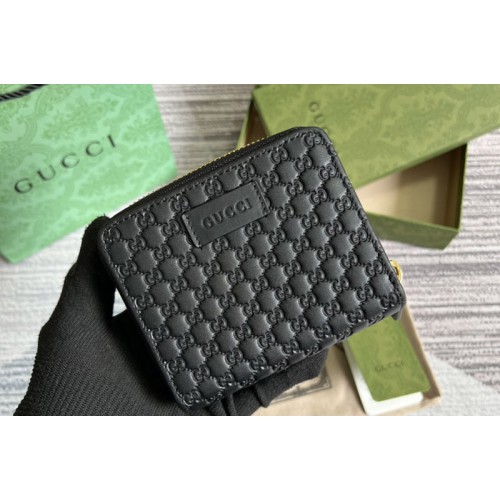 Gucci Small Bifold Wallet in Black Microguccissima Logo Leather