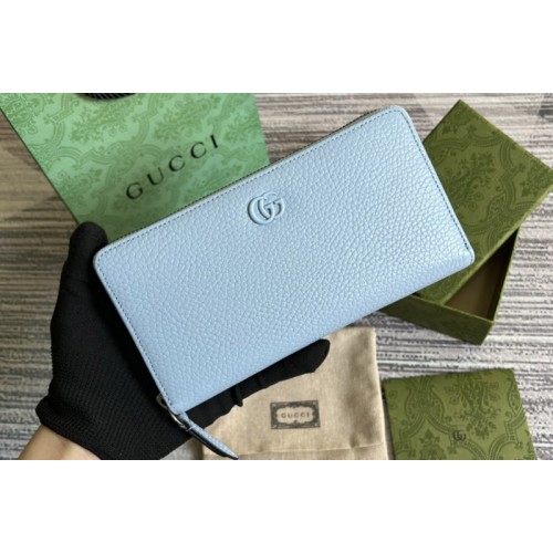 Gucci Marmont zip around wallet in Light Blue Leather