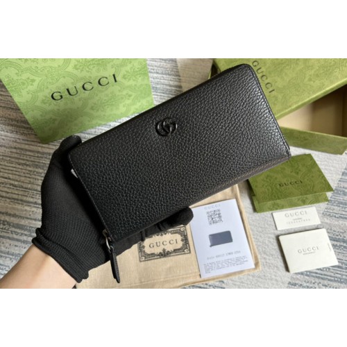 Gucci Marmont zip around wallet in Black Leather