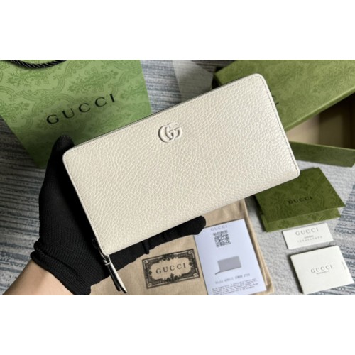Gucci Marmont zip around wallet in White Leather