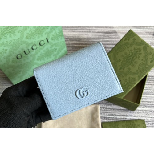 Gucci Marmont card case wallet in Light Blue leather