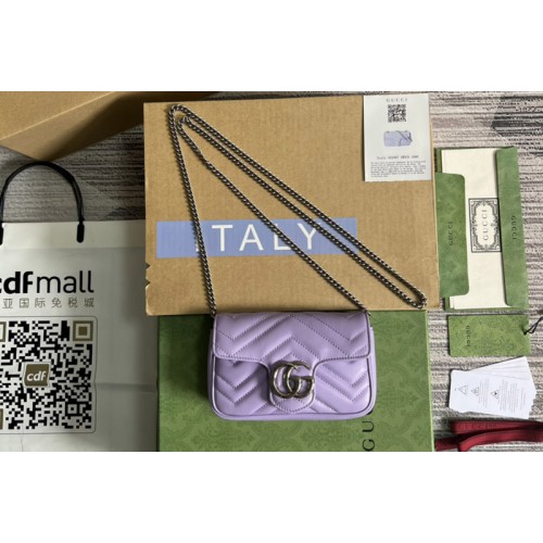 Gucci Marmont leather super mini bag in Purple matelasse chevron leather