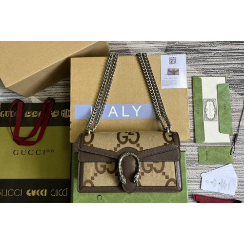 Gucci Dionysus small shoulder bag in Camel and ebony jumbo canvas
