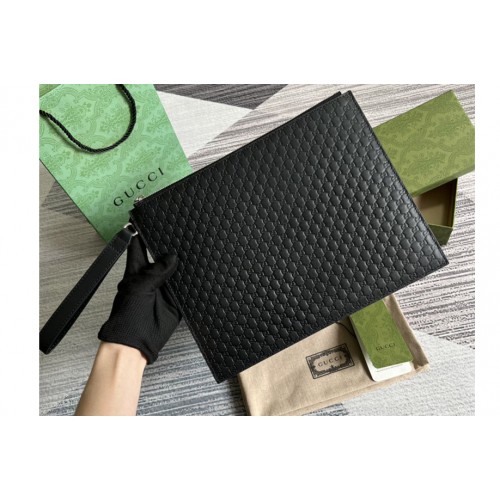 Gucci Pouch Clutch in Black Microguccissima Logo Leather