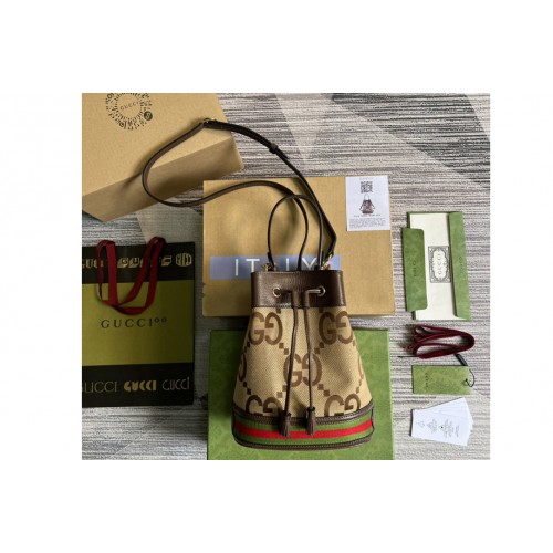 Gucci Ophidia small bucket bag in Camel and ebony jumbo canvas