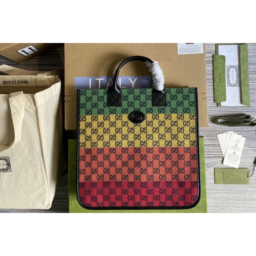 Gucci Childrens Tote Bag in Multicolor and ivory denim jacquard