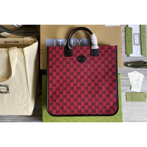 Gucci Childrens Tote Bag in Red and ivory denim jacquard