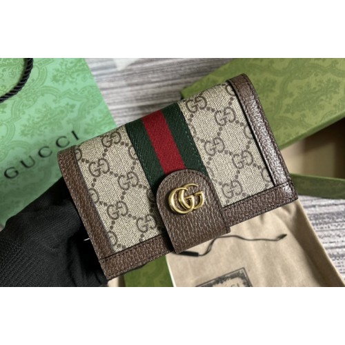 Gucci Ophidia passport case in Beige ebony Supreme canvas
