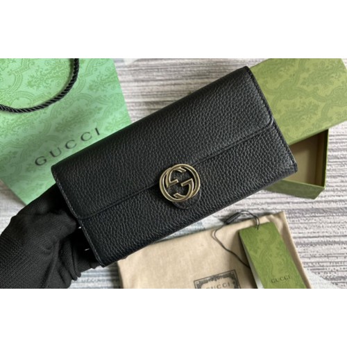 Gucci Icon Interlocking Wallet in Black Leather