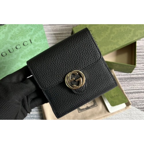 Gucci Interlock Bifold Wallet in Black Leather