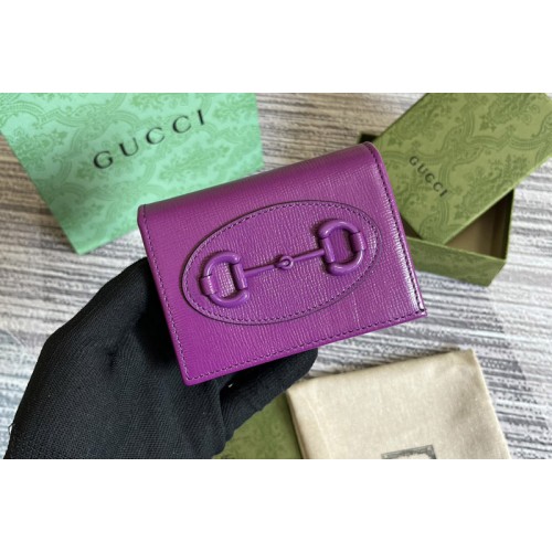 Gucci Horsebit 1955 card case wallet in Purple leather