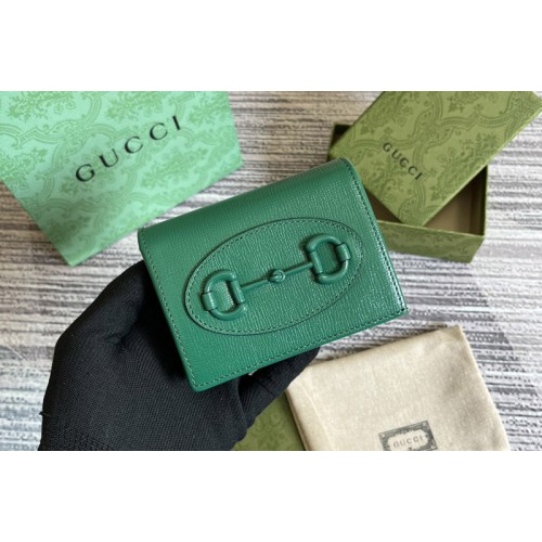 Gucci Horsebit 1955 card case wallet in Green leather