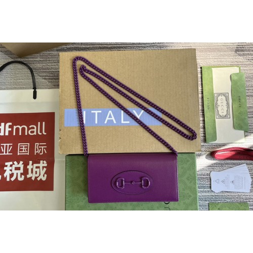 Gucci Horsebit 1955 wallet with chain in Purple leather