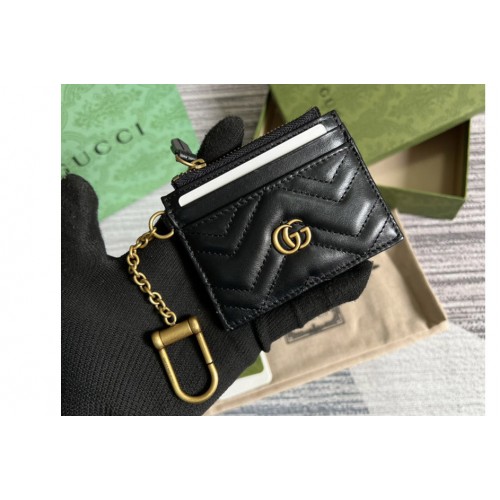 Gucci Marmont keychain wallet in Black matelasse chevron leather