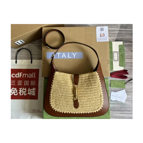 Gucci Jackie 1961 Medium bag in Beige Woven and Leather