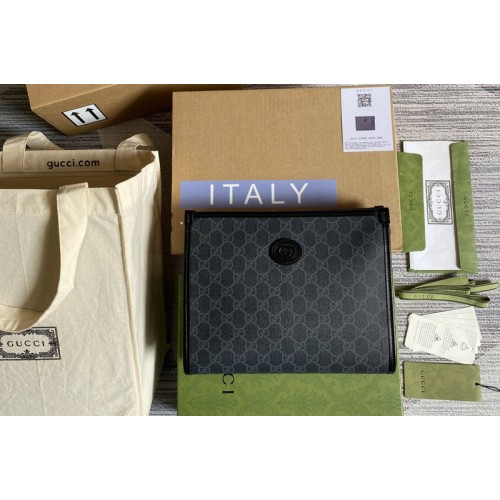 Gucci Beauty case with Interlocking G in Black Supreme canvas