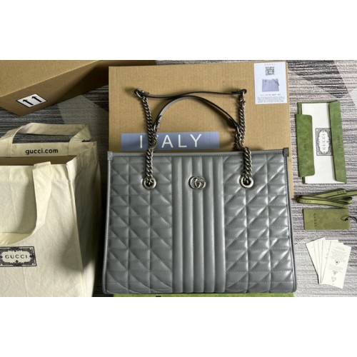 Gucci Marmont medium tote bag in Grey matelasse leather