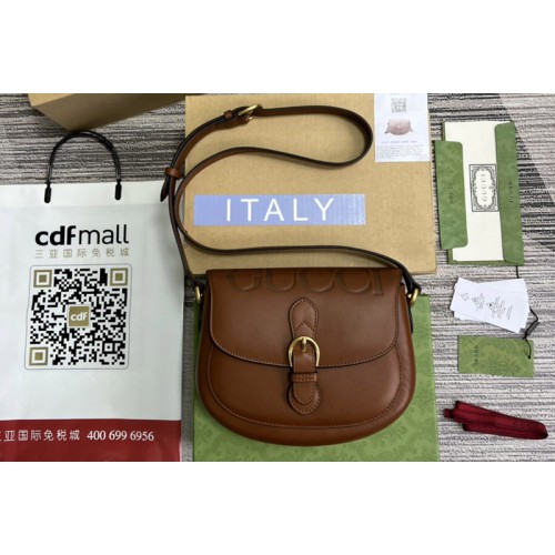 Gucci embossed leather shoulder UD0FT Bag in Brown Leather