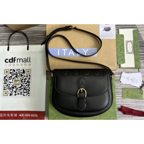 Gucci embossed leather shoulder UD0FT Bag in Black Leather