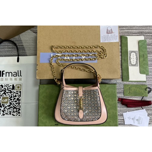 Gucci Jackie 1961 mini crystal lizard bag in Pink Leather