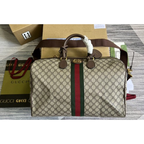 Gucci x Balenciaga Hacker Project Boston Bag in Beige ebony Supreme canvas