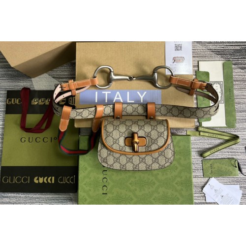Gucci Bamboo 1947 mini belt bag in Beige ebony Supreme canvas