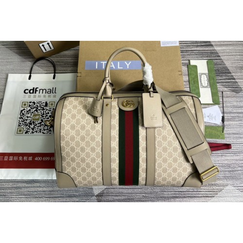 Gucci Ophidia medium duffle bag in Beige and white Supreme canvas