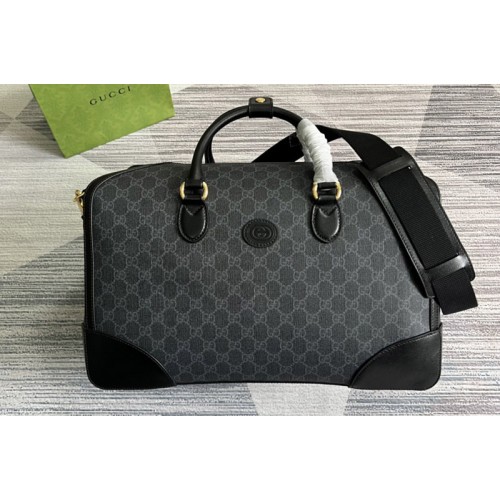 Gucci Duffle bag with Interlocking G in Black Supreme canvas