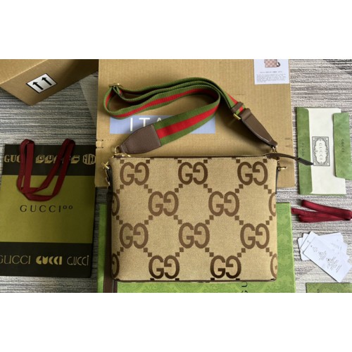 Gucci Jumbo messenger bag in Camel and ebony jumbo canvas