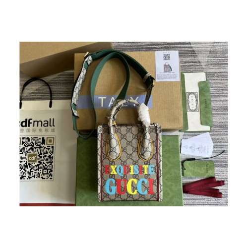 Gucci Exquisite Gucci mini tote bag in Beige and ebony Supreme canvas