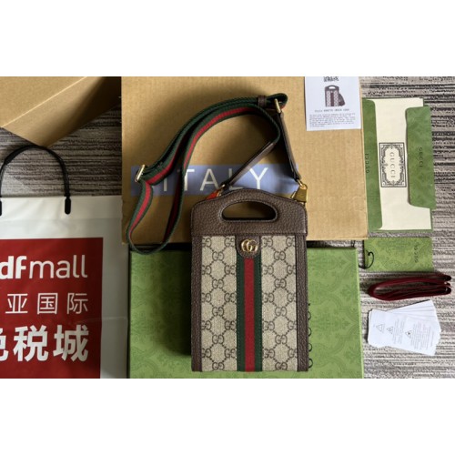 Gucci Ophidia top handle mini bag in Beige and ebony Supreme canvas