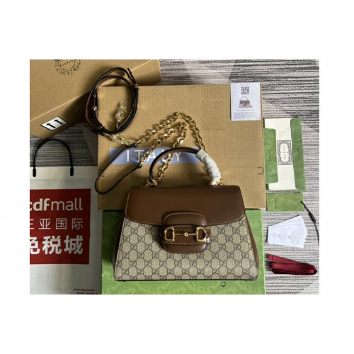 Gucci Horsebit 1955 medium bag in Beige and ebony Supreme canvas
