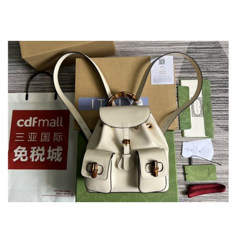 Gucci Bamboo small backpack in White leather