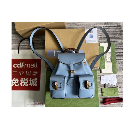Gucci Bamboo small backpack in Blue leather
