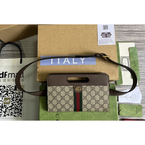 Gucci Ophidia Belt Bag in Beige and ebony Supreme canvas