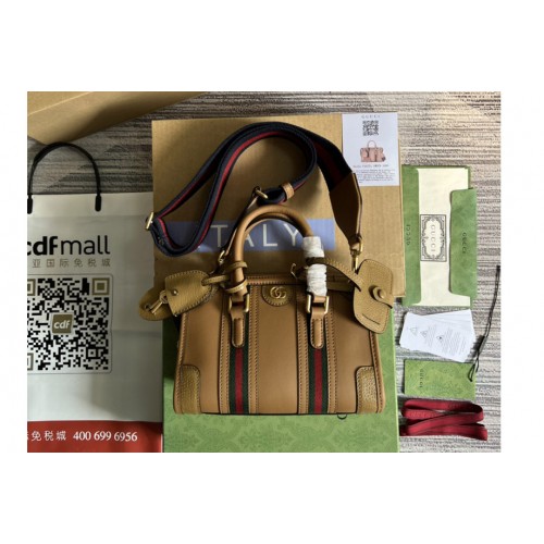 Gucci Bauletto Mini top handle bag in Brown Leather