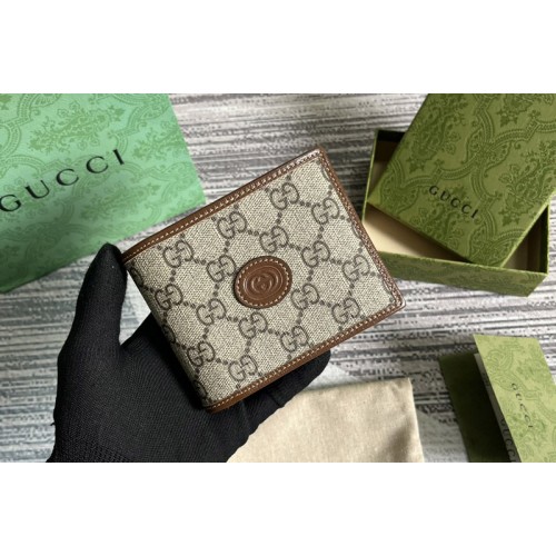 Gucci wallet with removable card case in Beige and ebony Supreme canvas