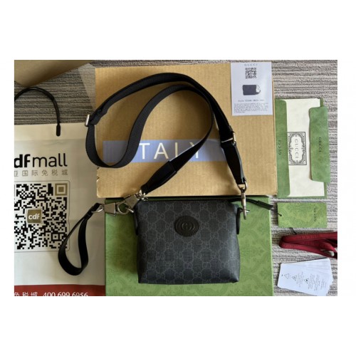 Gucci Messenger bag with Interlocking G in Black Supreme canvas