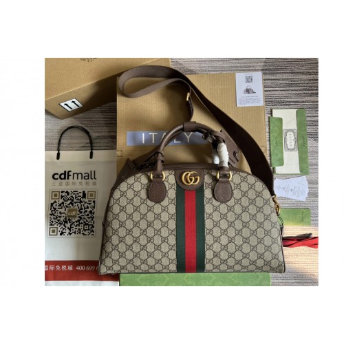 Gucci Savoy medium bowling bag in Beige and ebony Supreme canvas