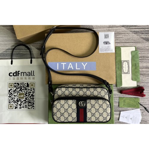 Gucci Ophidia small messenger bag in Beige and Blue Supreme canvas