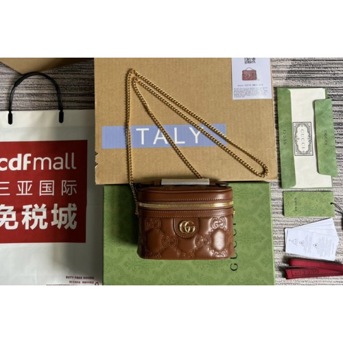 Gucci ‎ Matelasse top handle mini bag in Brown Matelasse leather